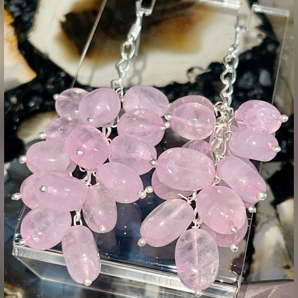 Rose Quartz “Stone of Pure Love” Earrings 2 7/8”